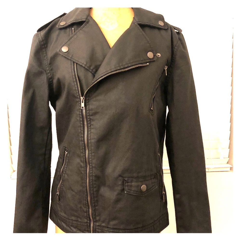 Treated denim motorcycle jacket by Jackson.